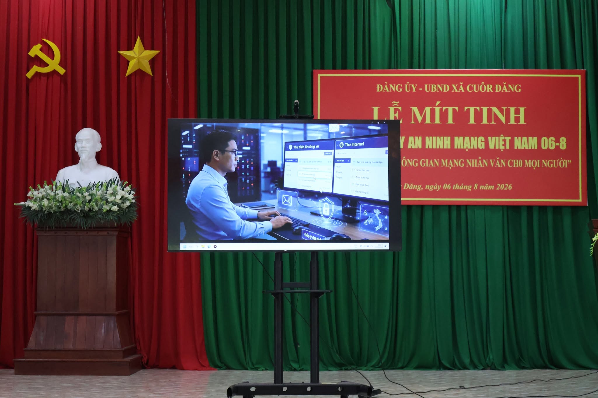 Đảng ủy – UBND xã Cuôr Đăng tổ chức lễ mít tinh Kỷ niệm Ngày An ninh mạng Việt Nam 6/8