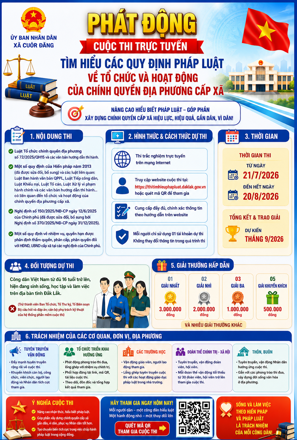 UBND XÃ CUÔR ĐĂNG PHÁT ĐỘNG HƯỞNG ỨNG THAM GIA CUỘC THI TRỰC TUYẾN “TÌM HIỂU CÁC QUY ĐỊNH PHÁP LUẬT VỀ TỔ CHỨC VÀ HOẠT ĐỘNG CỦA CHÍNH QUYỀN ĐỊA PHƯƠNG CẤP XÃ