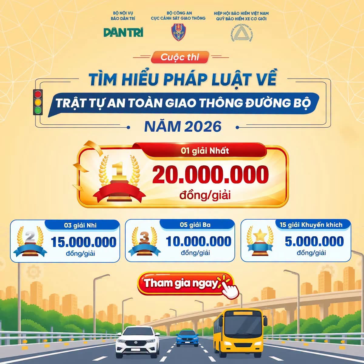 Thông báo tham gia Cuộc thi trực tuyến “Tìm hiểu pháp luật về trật tự, an toàn giao thông đường bộ năm 2026”.